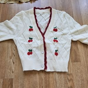 CHERRY CARDIGAN CROP KNIT